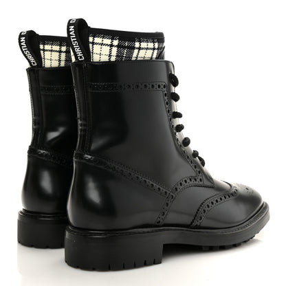 Christian Dior Calfskin Tartan D-Order Low Boot 38 Black White 4 of 10