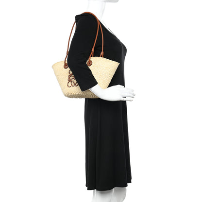Loewe Calfskin Raffia Small Anagram Basket Tote Bag Natural Tan 2 of 9