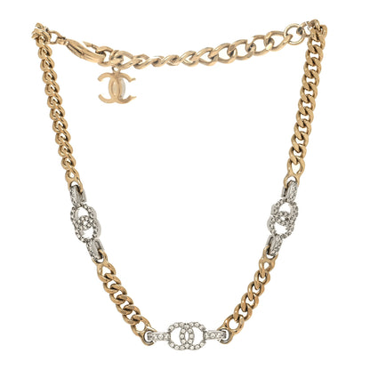 Chanel Crystal CC Chain Links Choker Necklace Gold 3 of 6