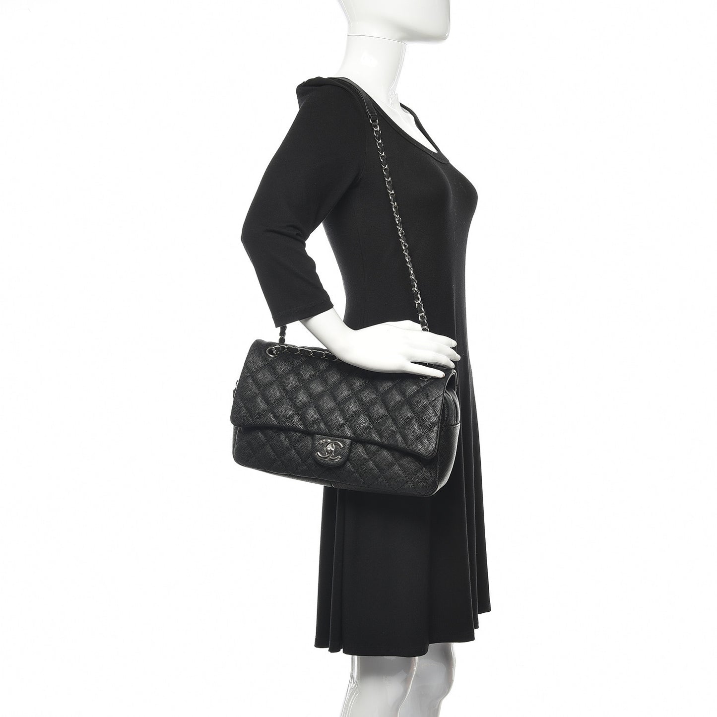 Caviar Quilted Jumbo Easy Flap Black