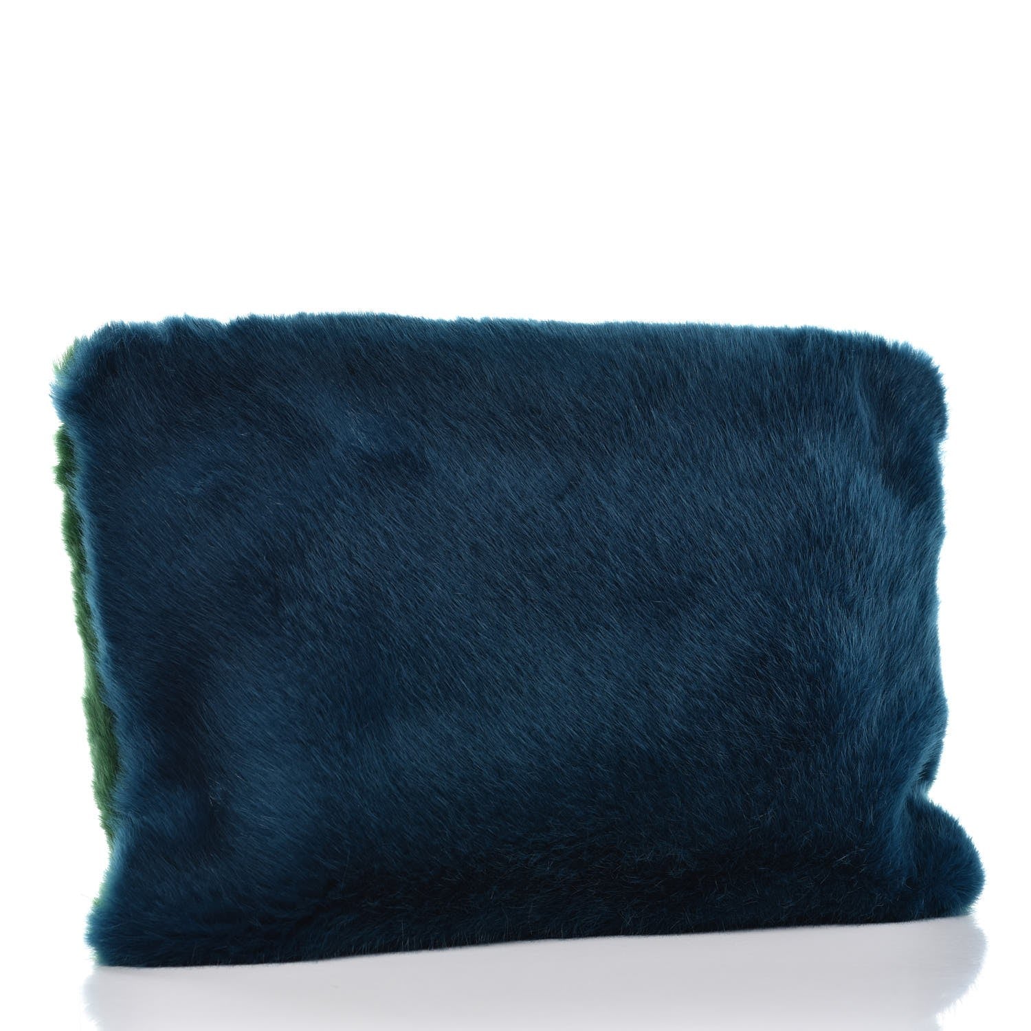Givenchy Faux Fur Two Tone Large GV3 Pouch Wristlet Green Blue 3 of 8