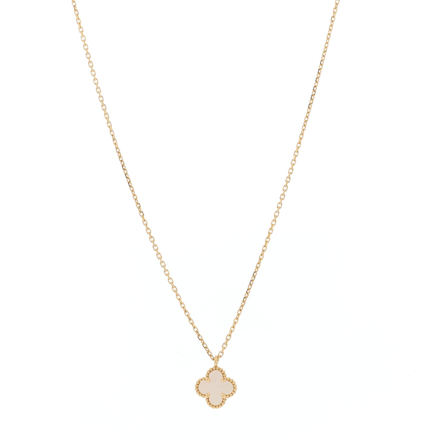 18K Yellow Gold Mother of Pearl Sweet Alhambra Pendant Necklace