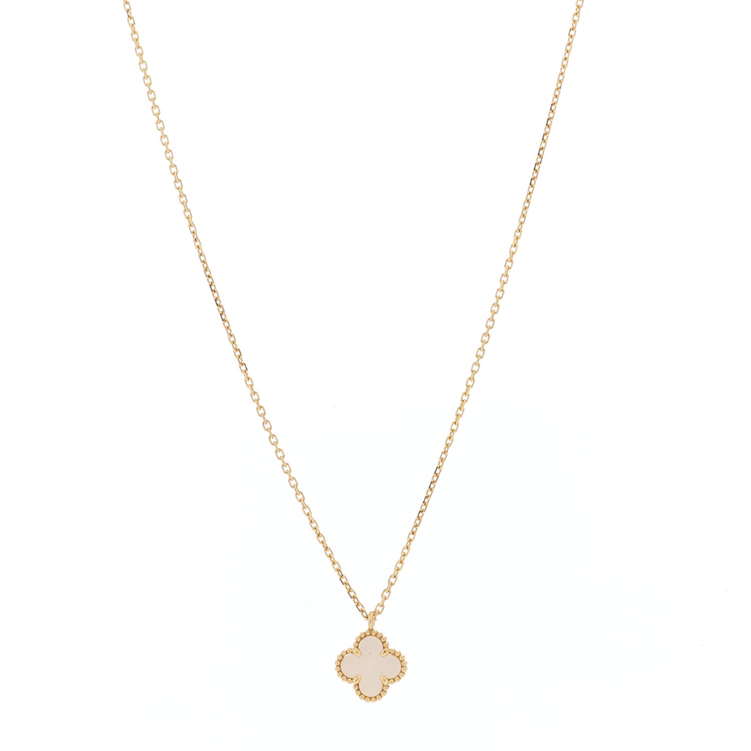 Van Cleef & Arpels 18K Yellow Gold Mother of Pearl Sweet Alhambra Pendant Necklace 1 of 5
