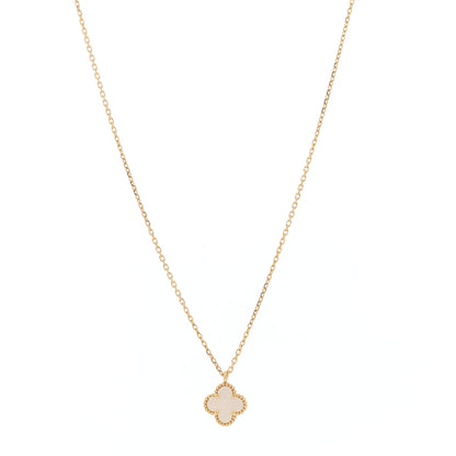 Van Cleef & Arpels 18K Yellow Gold Mother of Pearl Sweet Alhambra Pendant Necklace 1 of 5