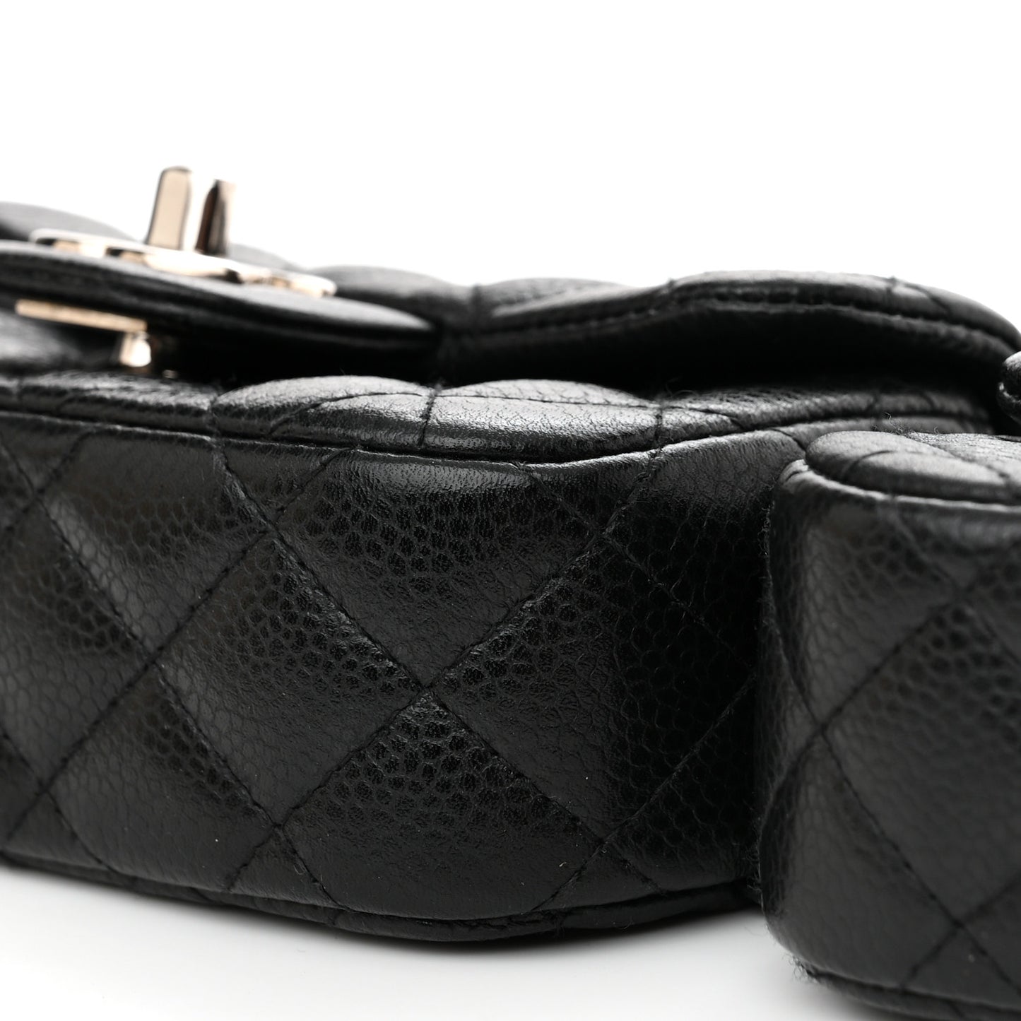 Caviar Quilted Double Mini Flap Crossbody Black