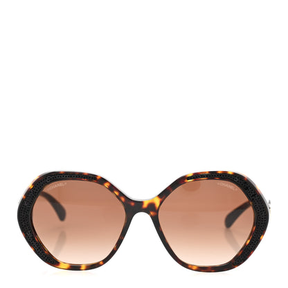 Chanel Acetate Sequin Round Sunglasses 5451-A Dark Tortoise 2 of 9