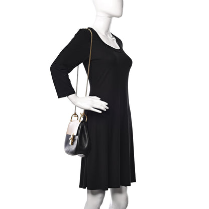 Chloe Grained Calfskin Lambskin Bi-Color Drew Shoulder Bag Black Powder Beige 2 of 18
