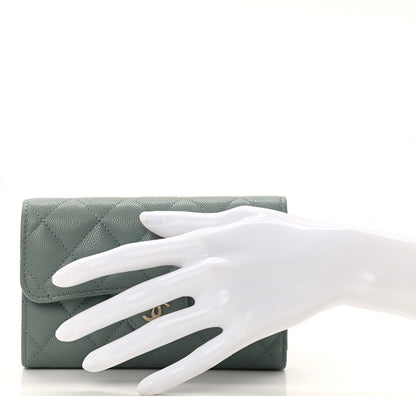 Chanel Caviar Quilted Medium Flap Wallet Dark Green 2 of 9