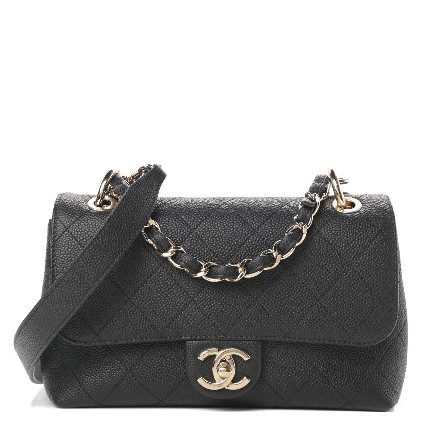 Caviar Quilted Small City Walk Flap Black