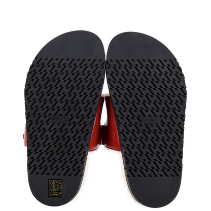 Hermes Glazed Nappa Woolskin Womens Chypre Sandals 36 Rouge Sanguine Ecru 6 of 9