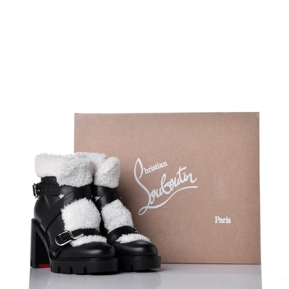 Christian Louboutin Calfskin Shearling Pole Chic 70 Booties 35 Nocturne Natural 8 of 8