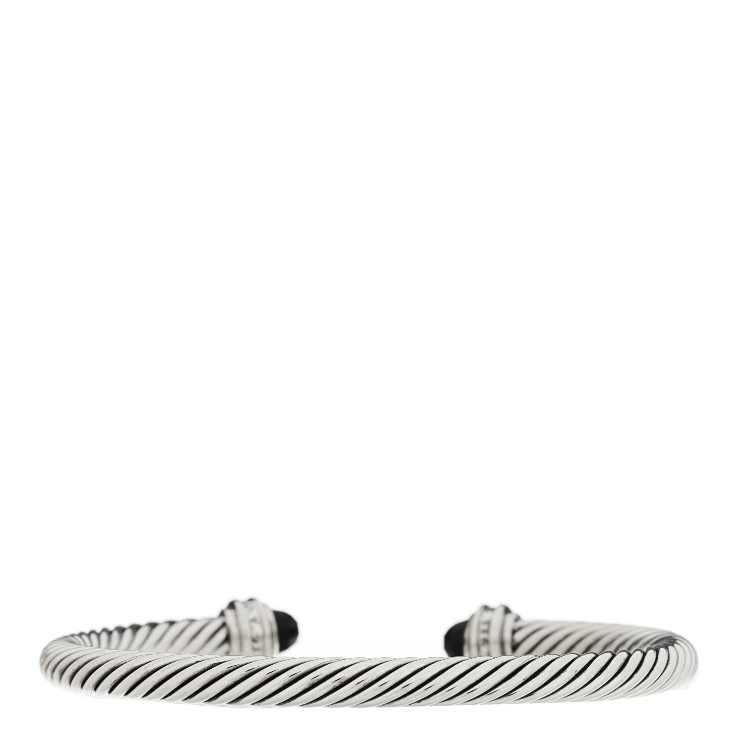 David Yurman Sterling Silver Diamond Black Onyx 5mm Cable Classics Princess Bracelet 2 of 3