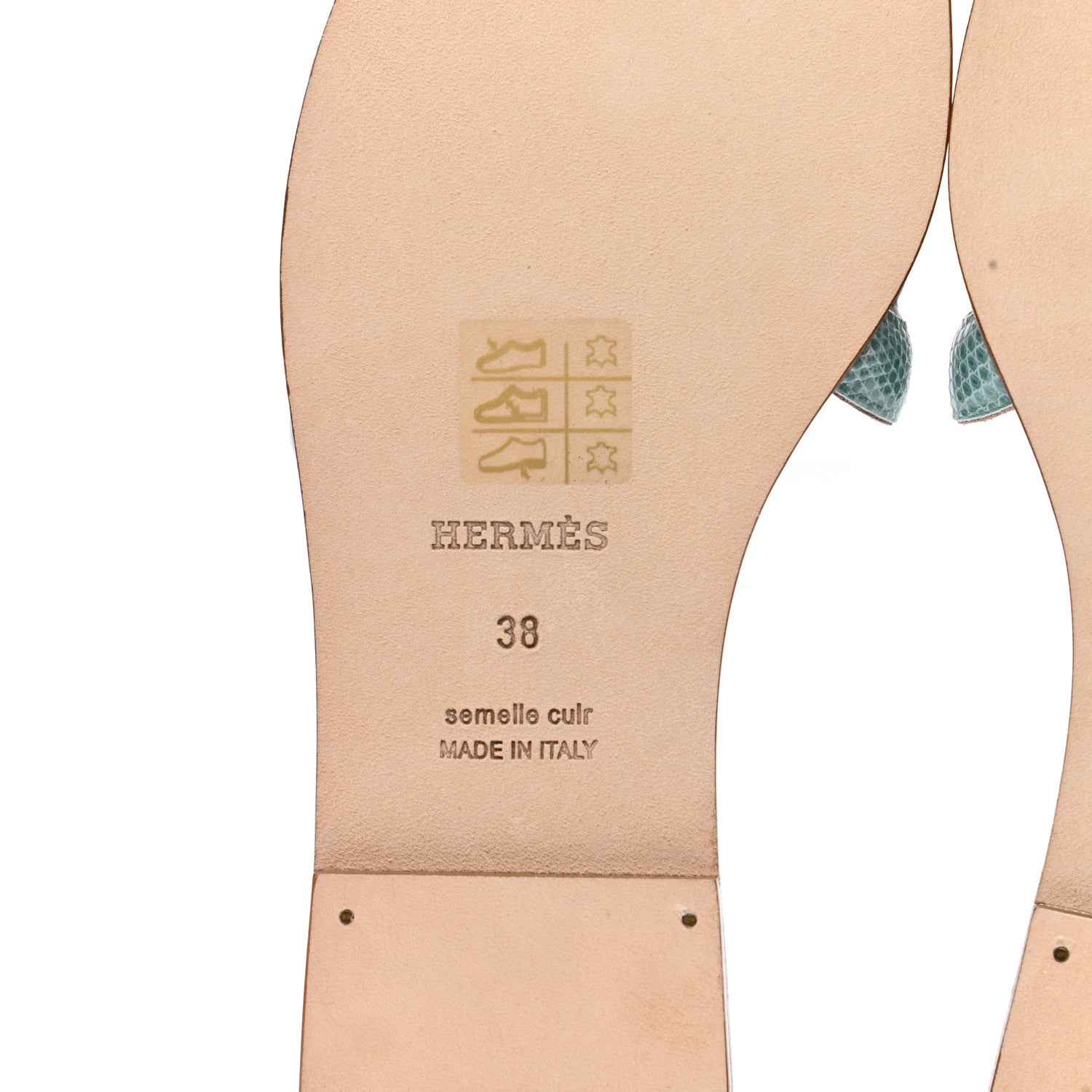Hermes Lizard Omaha Sandals 38 Turquoise 6 of 7