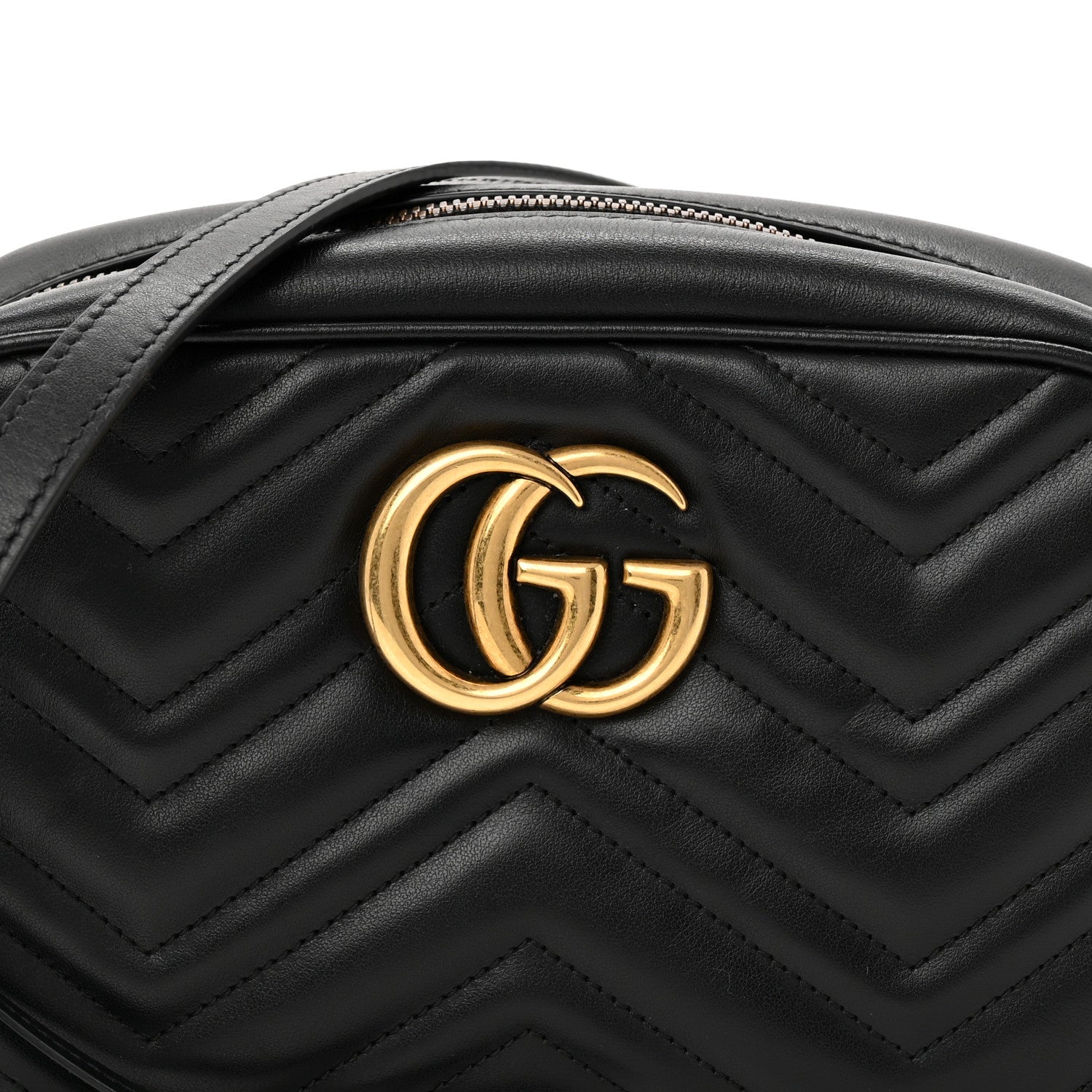 Gucci Calfskin Matelasse Small GG Marmont Chain Shoulder Bag Black 8 of 11