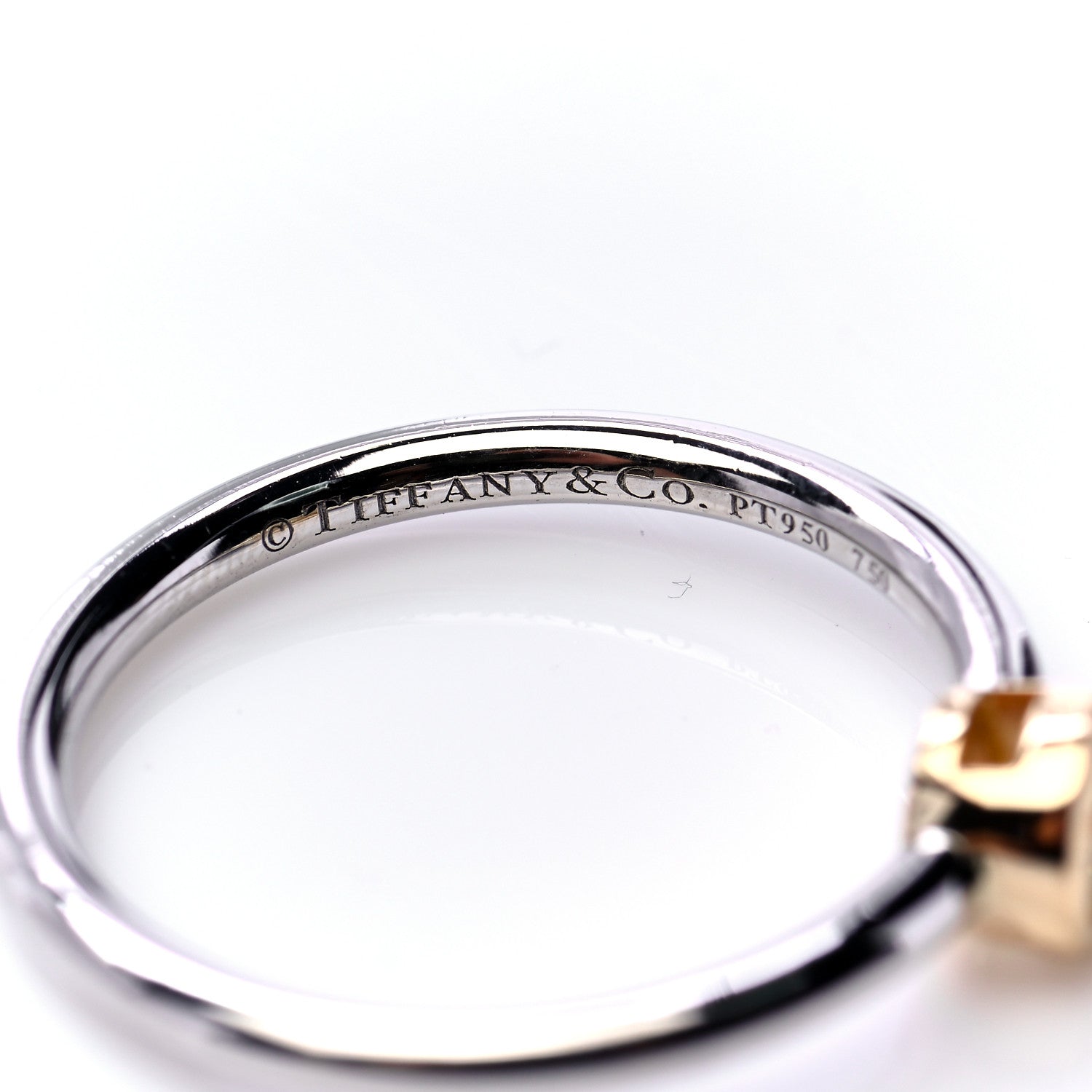 Tiffany Platinum 18K Yellow Gold Fancy Yellow Diamond .31ct Bezet Ring 50 5.5 5 of 7