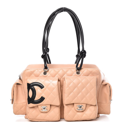 Chanel Calfskin Quilted Large Cambon Multipocket Reporter Beige Black 1 of 10