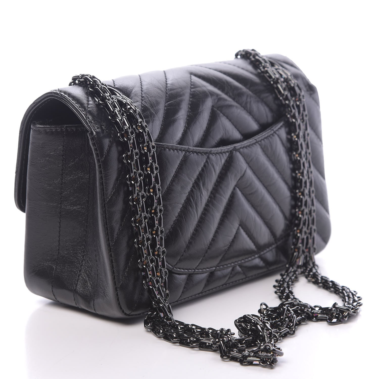 Chanel Aged Calfskin Chevron Quilted 2.55 Reissue Mini Flap So Black 3 of 11