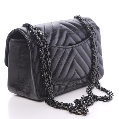 Chanel Aged Calfskin Chevron Quilted 2.55 Reissue Mini Flap So Black 3 of 11