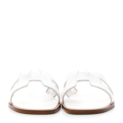 Hermes Box Calfskin Oran Sandals 39 White 2 of 4