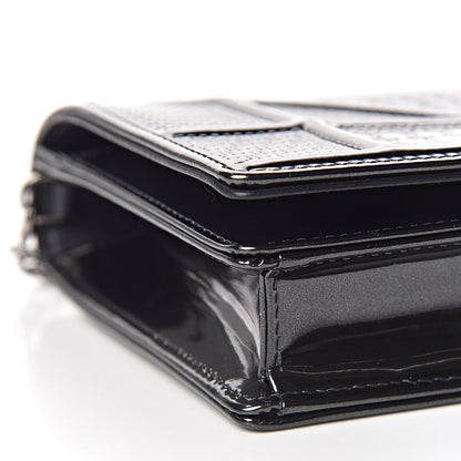 Christian Dior Metallic Patent Micro-Cannage Diorama Wallet on Chain Pouch Black 9 of 10