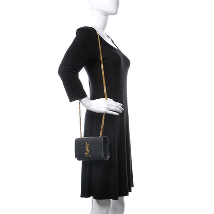Saint Laurent Grain De Poudre Small Monogram Kate Satchel Black 2 of 8