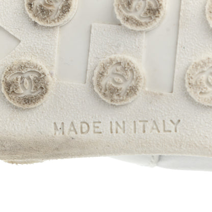 Chanel Calfskin Mesh Lycra Womens Logo Sneakers 39.5 White 8 of 16