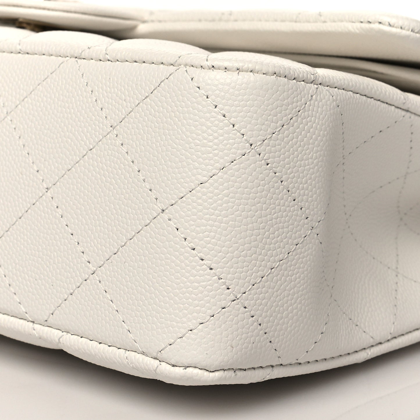 Caviar Quilted Medium Double Flap White