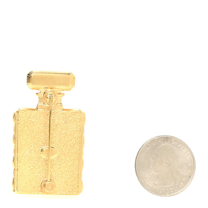 Chanel Enamel Pearl Quilted Perfume Bottle CC Brooch Gold 2 of 4