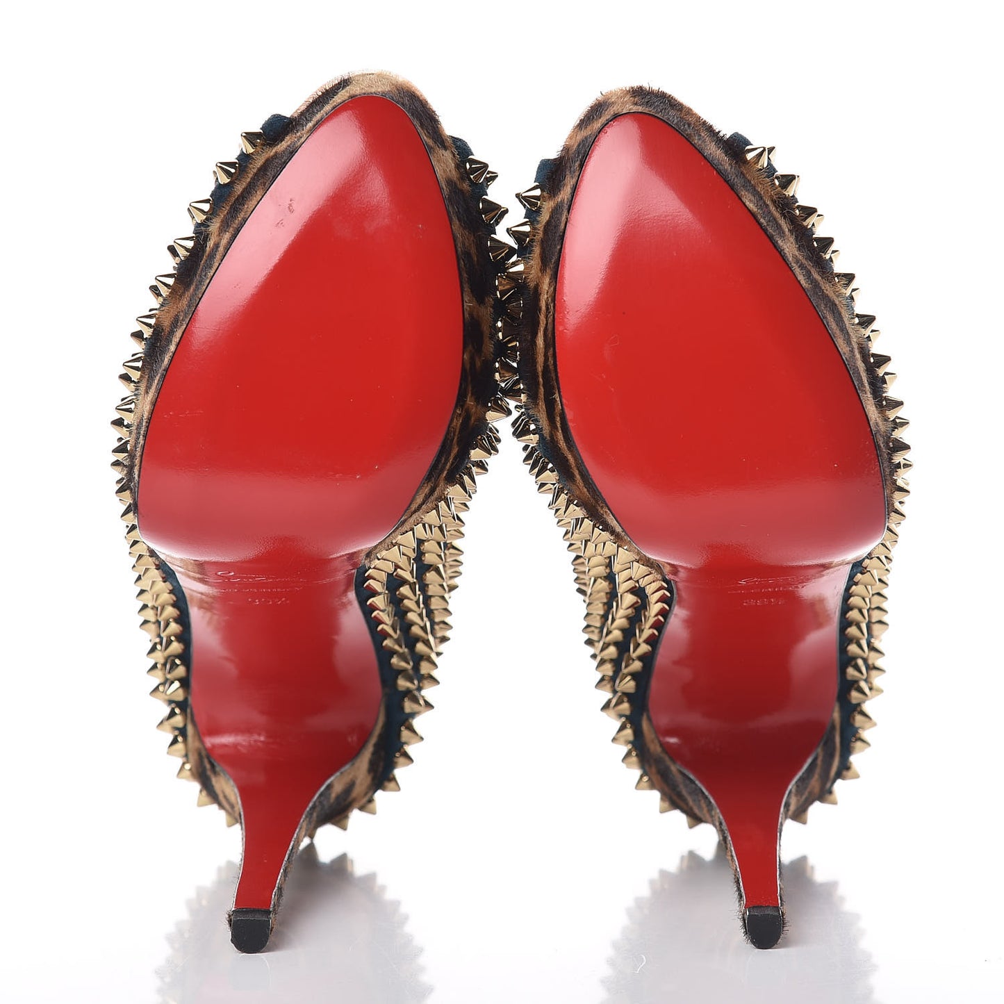 Veau Velours Calf Hair Leopard Lady Peep Spikes VIP 150 Pumps 39.5 Blue Khol Bronze