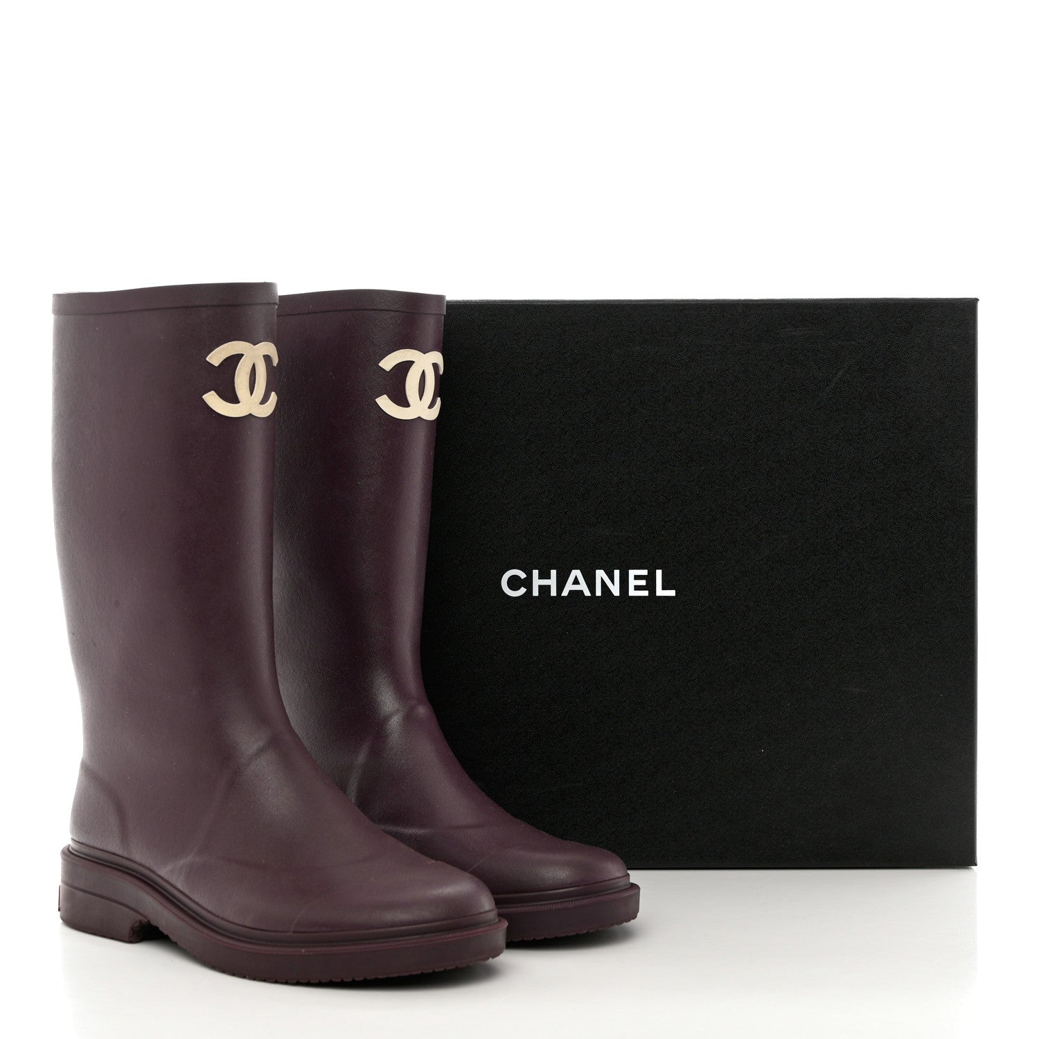 Chanel Caoutchouk CC High Boots 40 Dark Purple 8 of 8