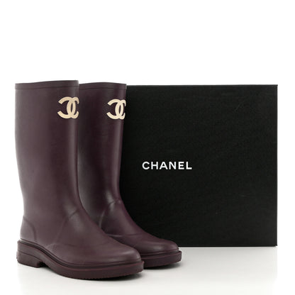 Chanel Caoutchouk CC High Boots 40 Dark Purple 8 of 8