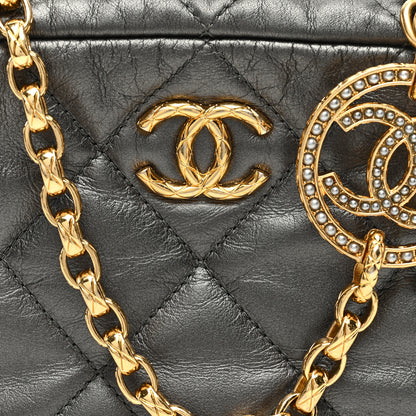 Chanel Metallic Calfskin Pearl Quilted CC Mini Camera Case Ruthenium 8 of 11