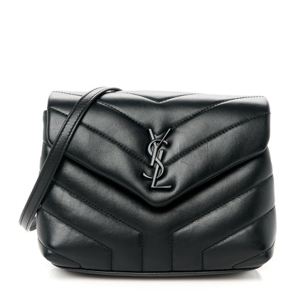 Saint Laurent Calfskin Y Quilted Monogram Monochrome Toy Loulou Crossbody Bag Black 1 of 12