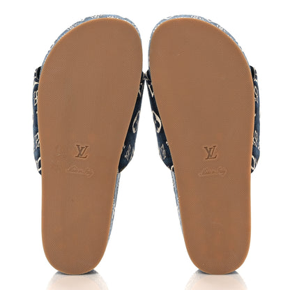 Louis Vuitton Canvas Since 1854 Jumbo Flatform Mule Sandals 38 Blue 5 of 8