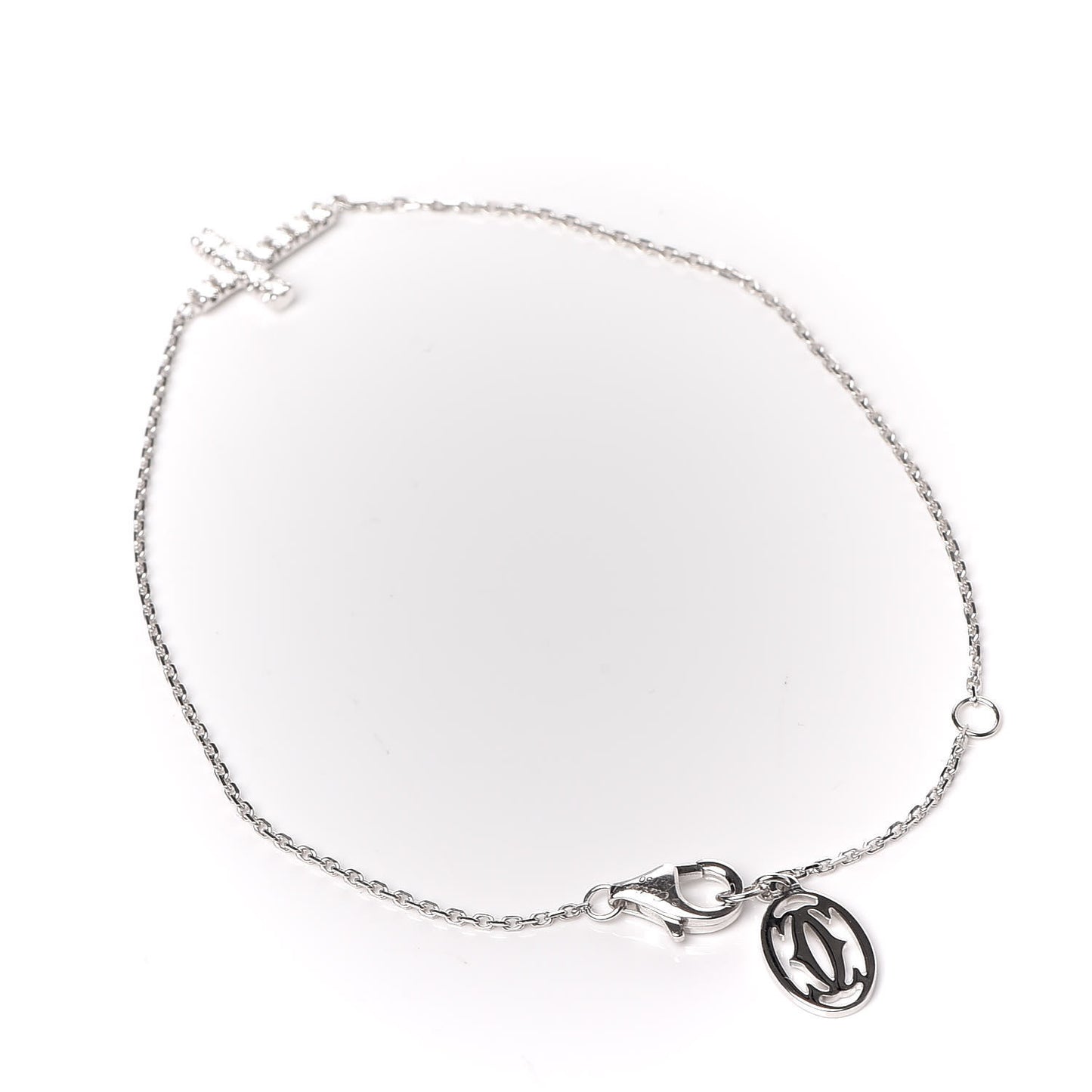 18K White Gold Diamond Symbols Cross Bracelet
