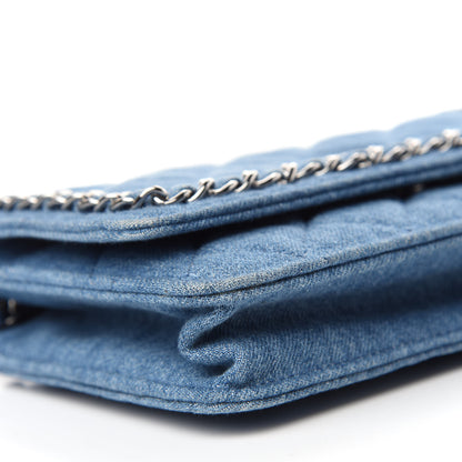 Chanel Denim Quilted Chain Around Wallet on Chain WOC Blue 6 of 11