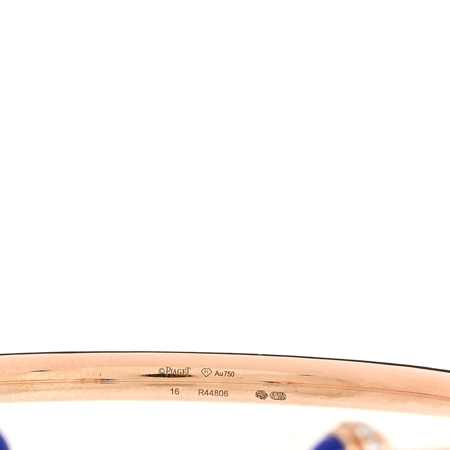 Piaget 18K Rose Gold Diamond Lapis Lazuli Possession Open Bangle Bracelet 3 of 4
