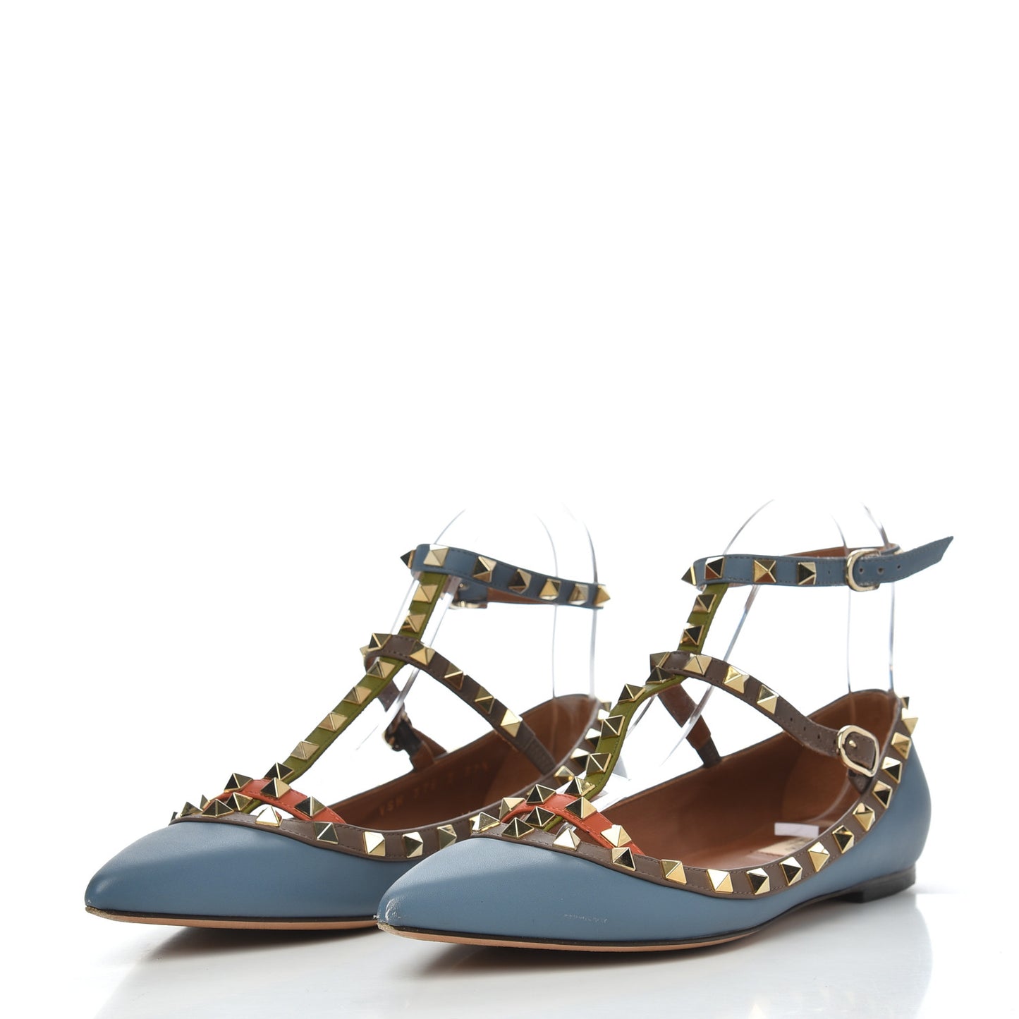 Nappa Rockstud Cage Ballerina Flats 37.5 Slate Blue