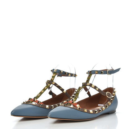 Valentino Garavani Nappa Rockstud Cage Ballerina Flats 37.5 Slate Blue 3 of 8