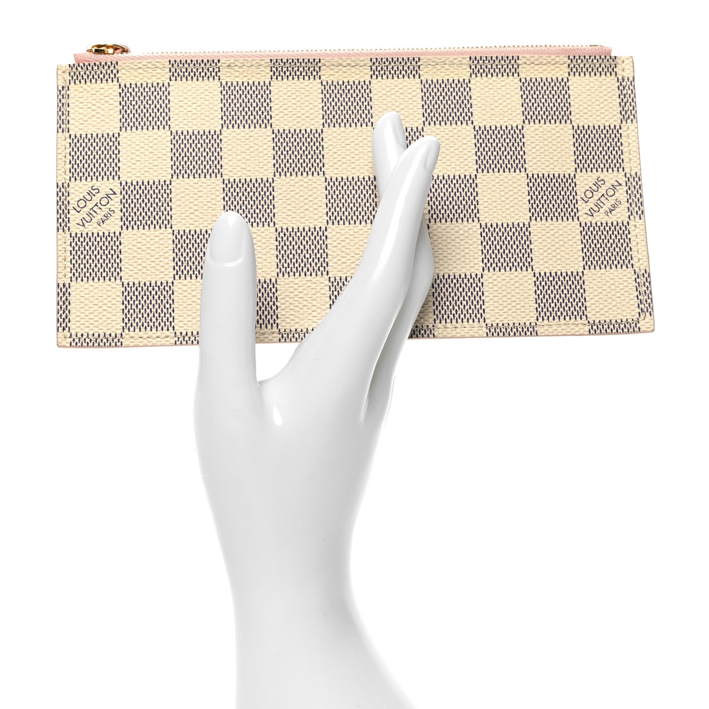 Damier Azur Felicie Chain Wallet Zippered Insert Rose Ballerine
