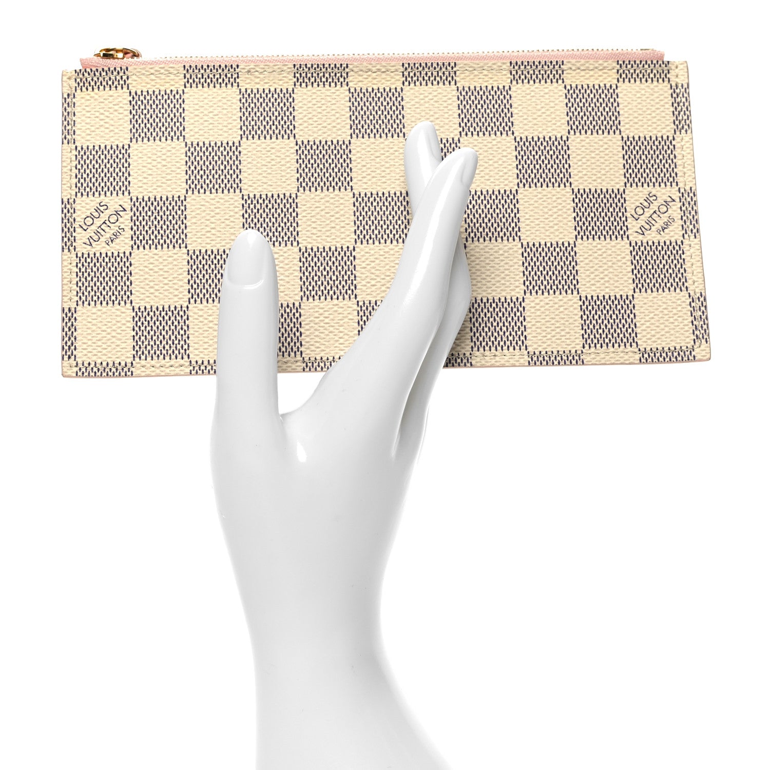 Louis Vuitton Damier Azur Felicie Chain Wallet Zippered Insert Rose Ballerine 2 of 7