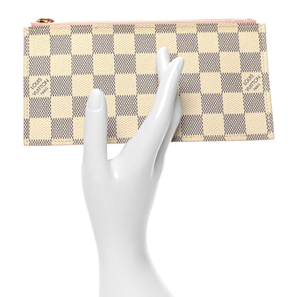 Louis Vuitton Damier Azur Felicie Chain Wallet Zippered Insert Rose Ballerine 2 of 7