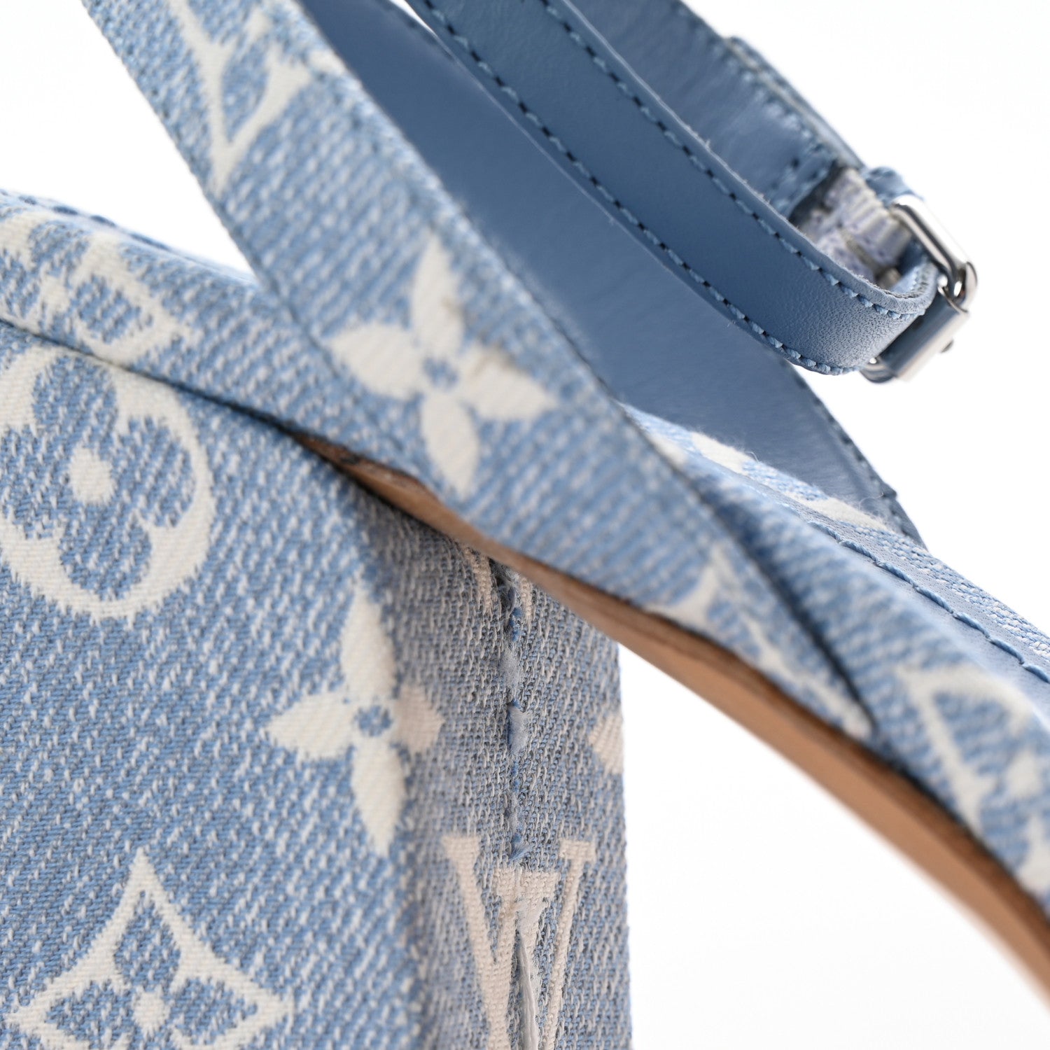 Louis Vuitton Monogram Jacquard Denim Platform Sandals 38.5 Blue 11 of 11