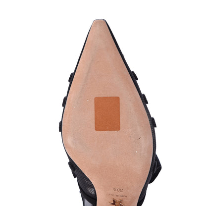 Christian Dior Suede Calfskin Grosgrain Dotted Sling-Back Ballet Pumps 38.5 Black 8 of 10