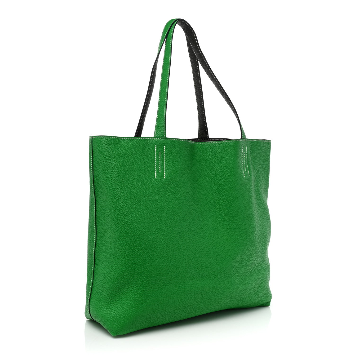 Hermes Taurillon Clemence Double Sens 45 Reversible Tote Vert De Gris Bamboo 4 of 11