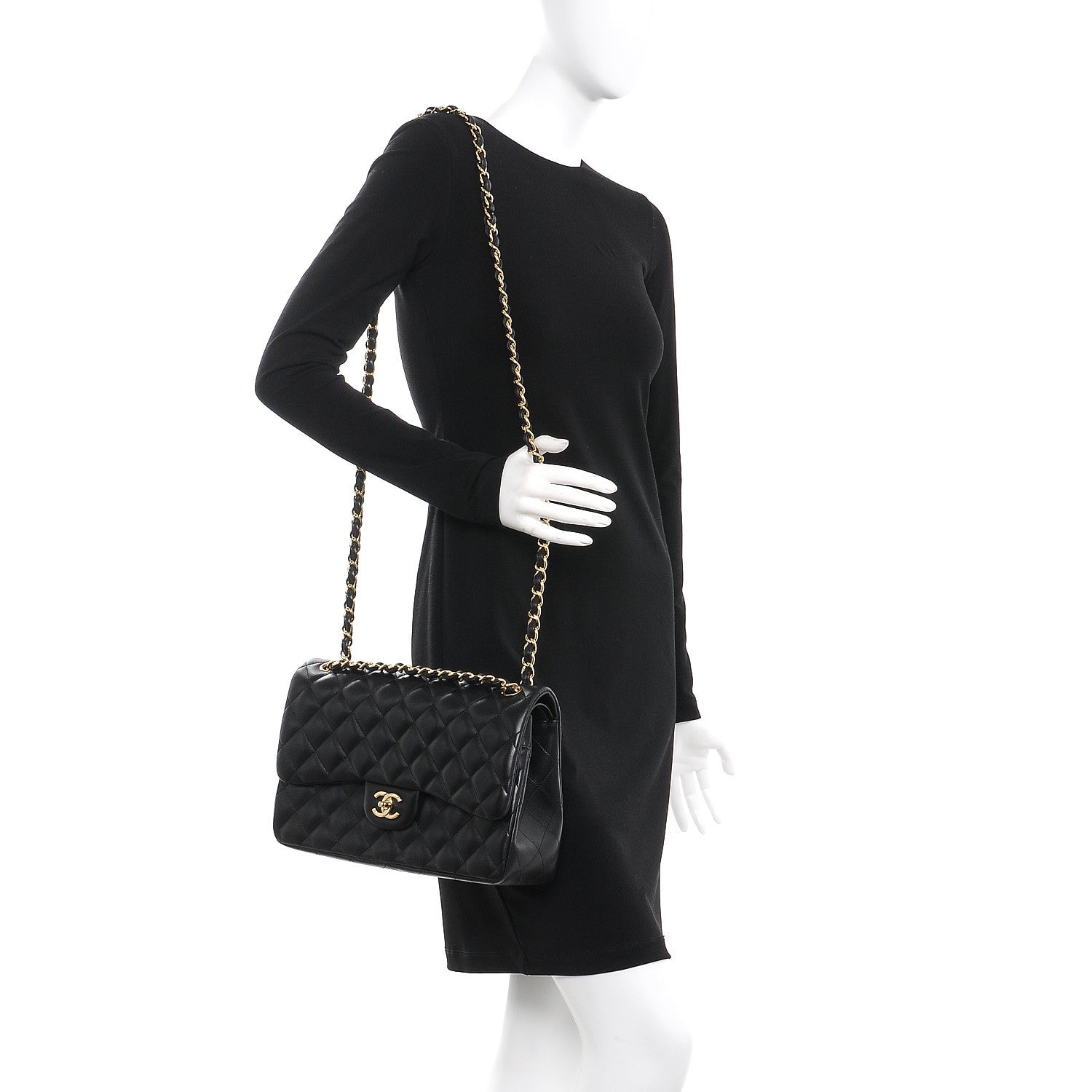 Chanel Lambskin Quilted Jumbo Double Flap Black 2 of 9