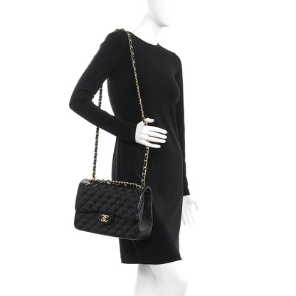 Chanel Lambskin Quilted Jumbo Double Flap Black 2 of 9