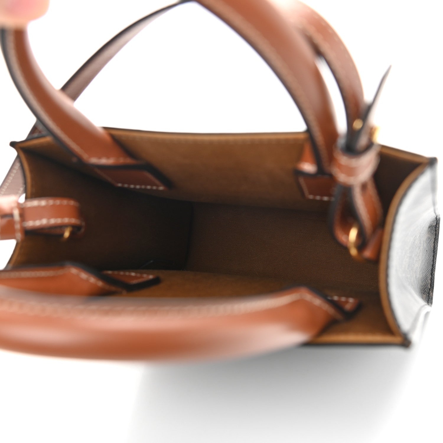Celine Triomphe Canvas Calfskin Mini Vertical Cabas Tan 5 of 8