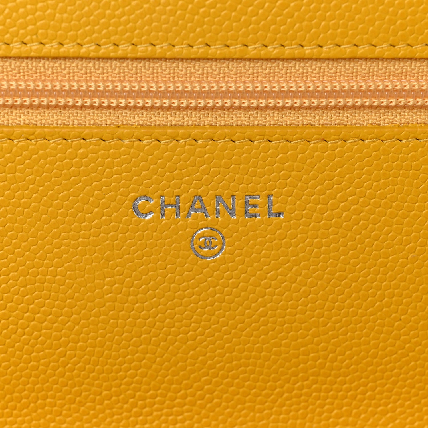 Chanel Caviar Chevron Quilted Wallet On Chain WOC Yellow 6 of 9