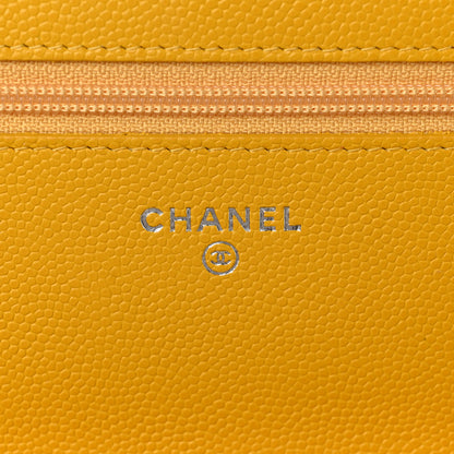 Chanel Caviar Chevron Quilted Wallet On Chain WOC Yellow 6 of 9